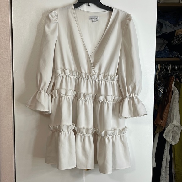WHITE ASOS Ruffle dress - Picture 1 of 3